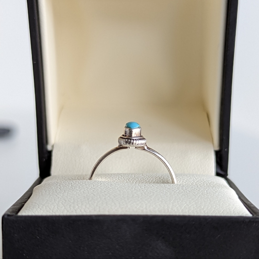 Silver and turquoise ring Size 5.74 Signed R&G - Picture 3 of 10